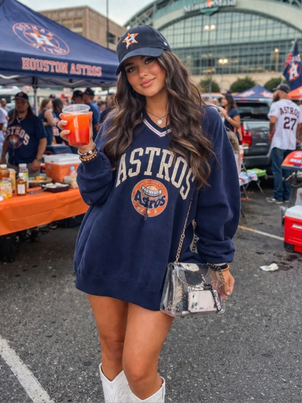 47 Brand Houston Astros Vintage Crewneck Sweatshirt Navy Retro MLB Gameday Large